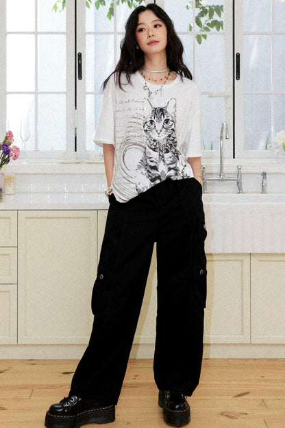 Retro Cat Print Top