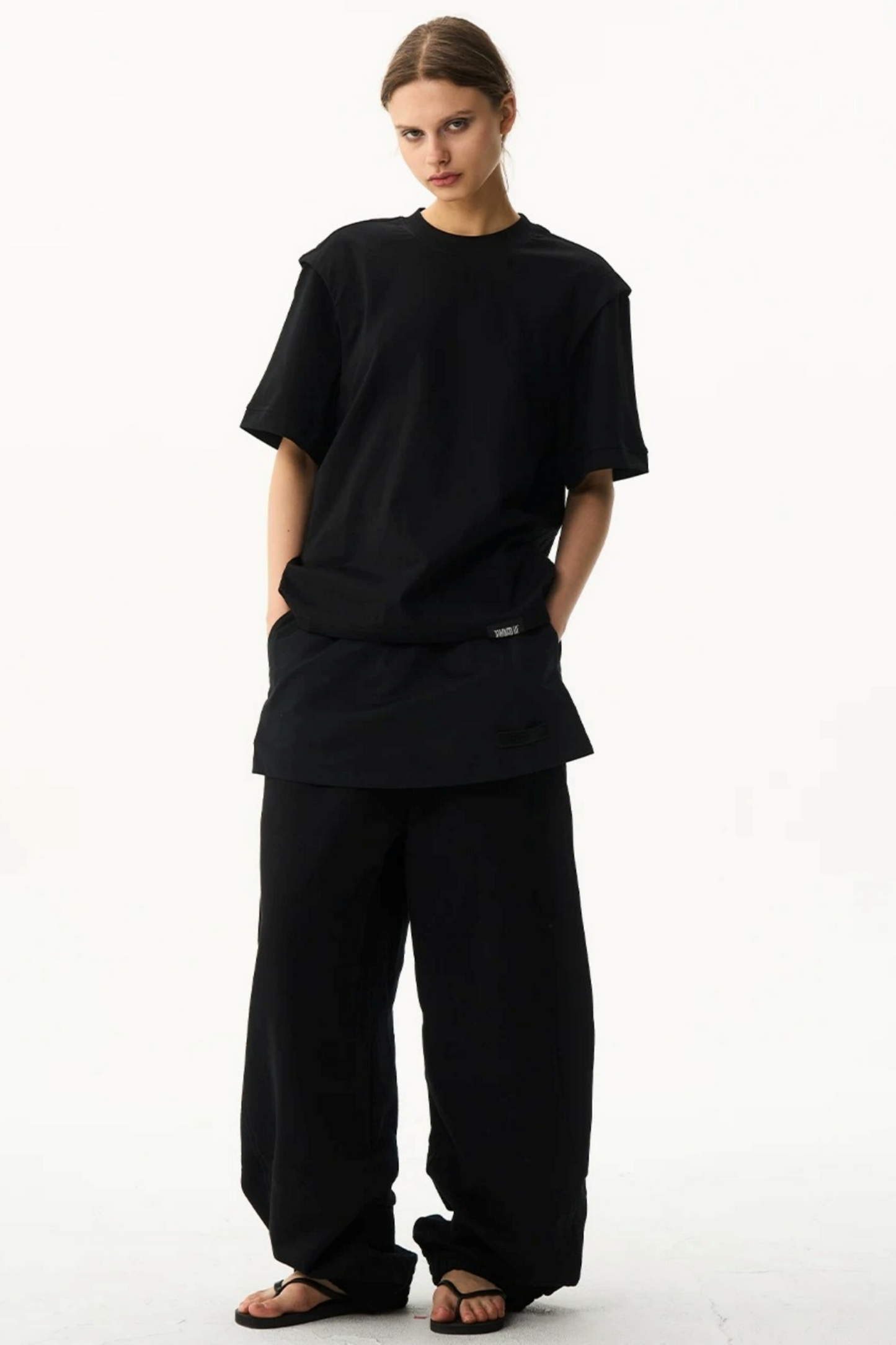 Fake Two-Layer Drawstring Pants