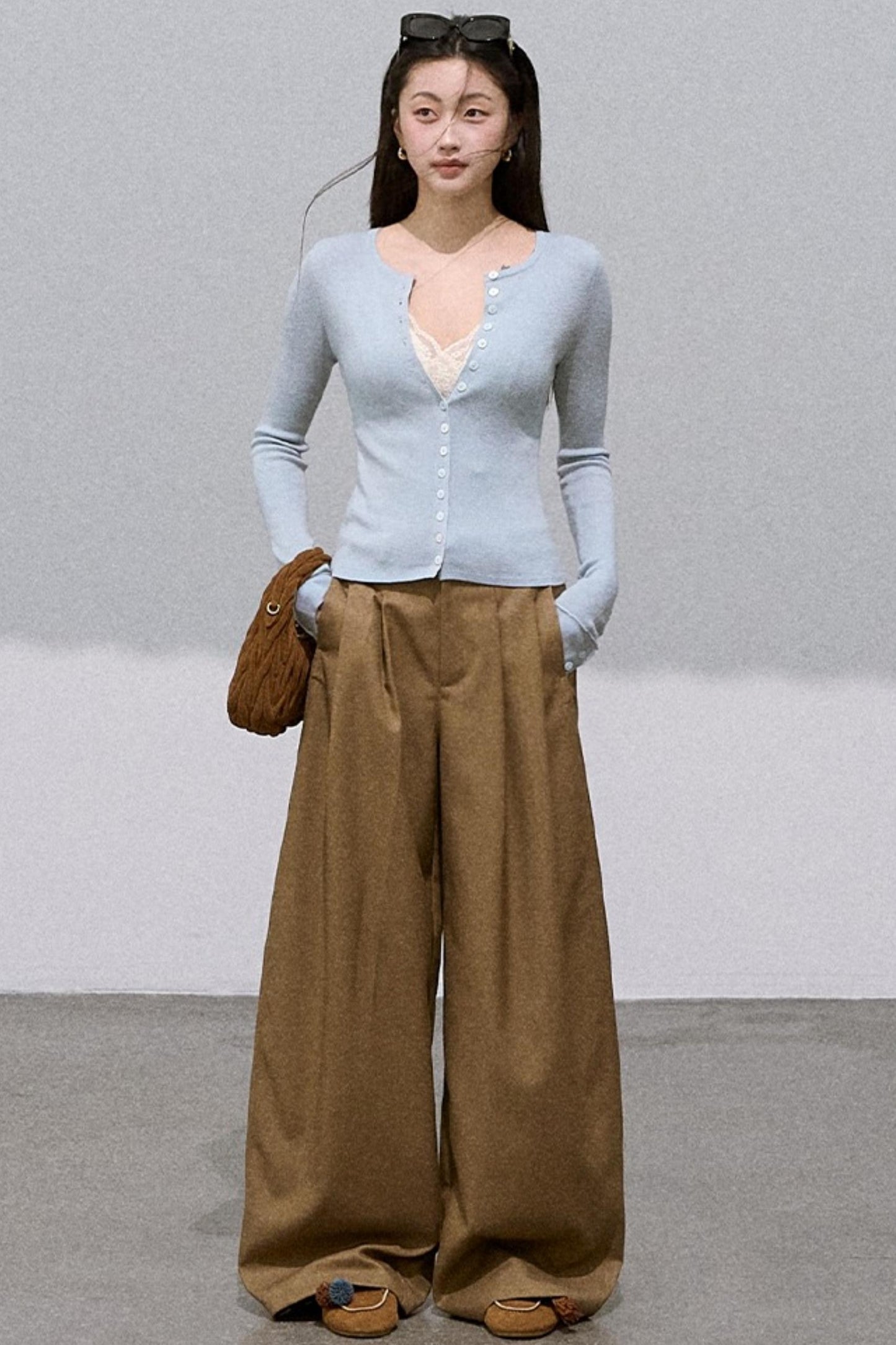 Embroidered Lace Casual Scimitar Wide-Leg Pants