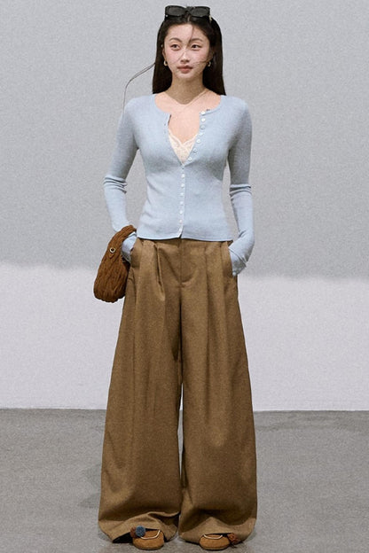 Embroidered Lace Casual Scimitar Wide-Leg Pants