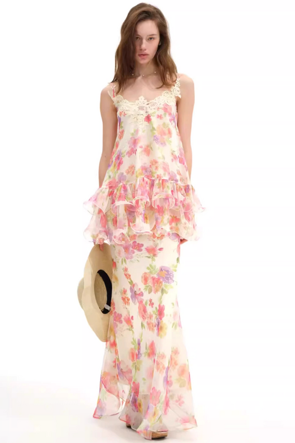 Floral Lace Fishtail Skirt Set-Up