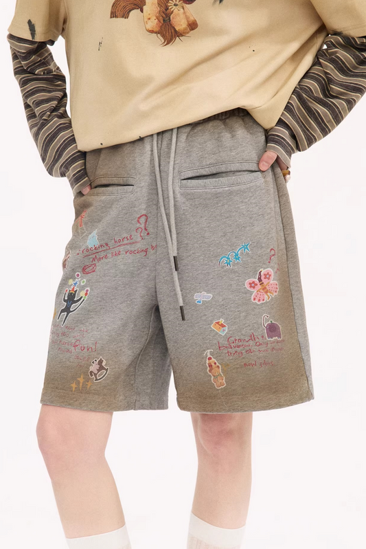 Cartoon Animal Distressed Pants