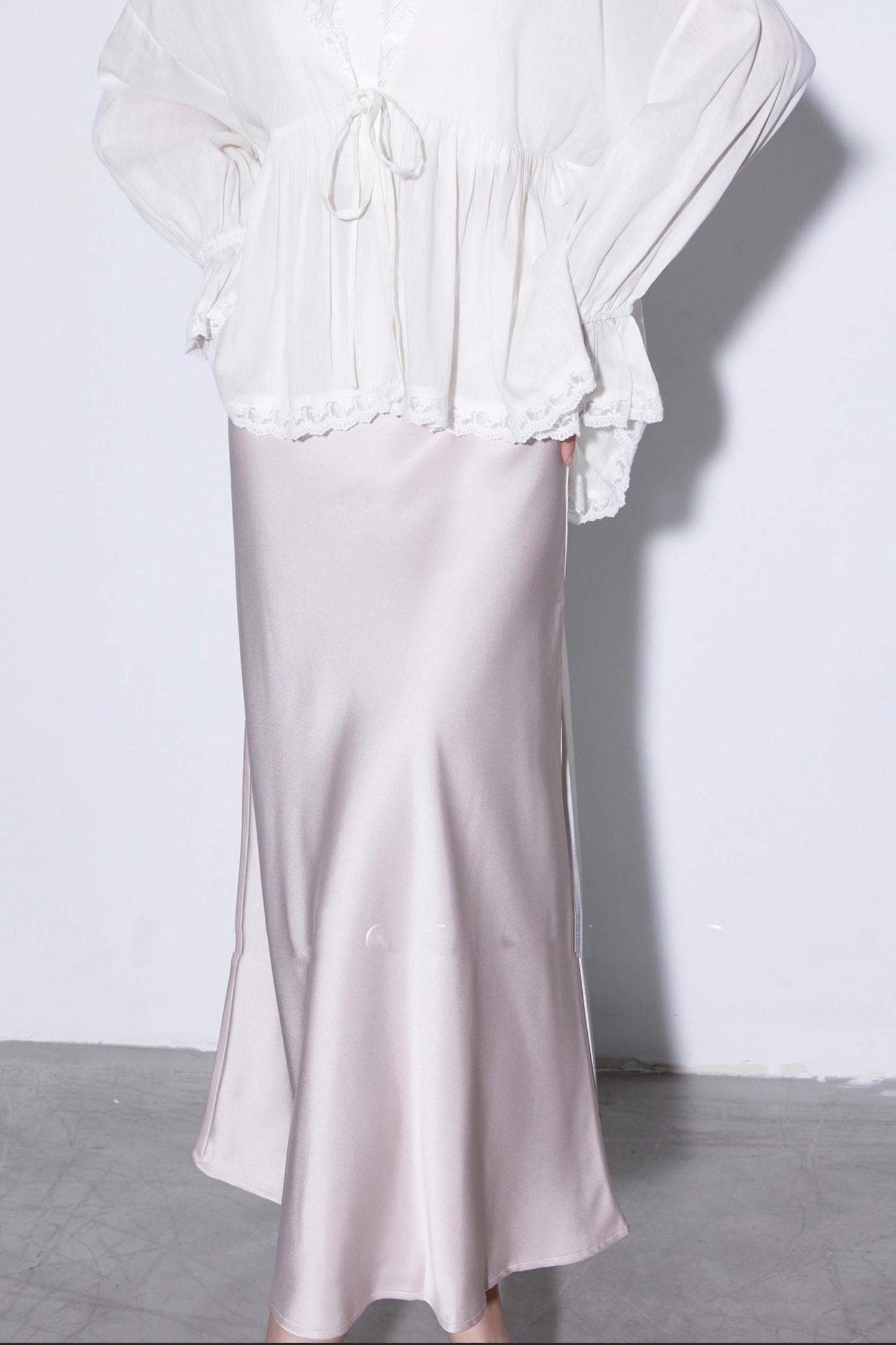 Elegant Glossy Draped Satin Skirt