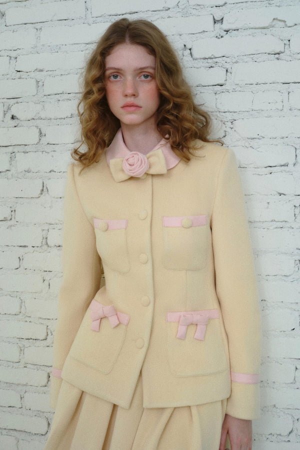 Rose Bow Tweed Top And Skirt Set-Up