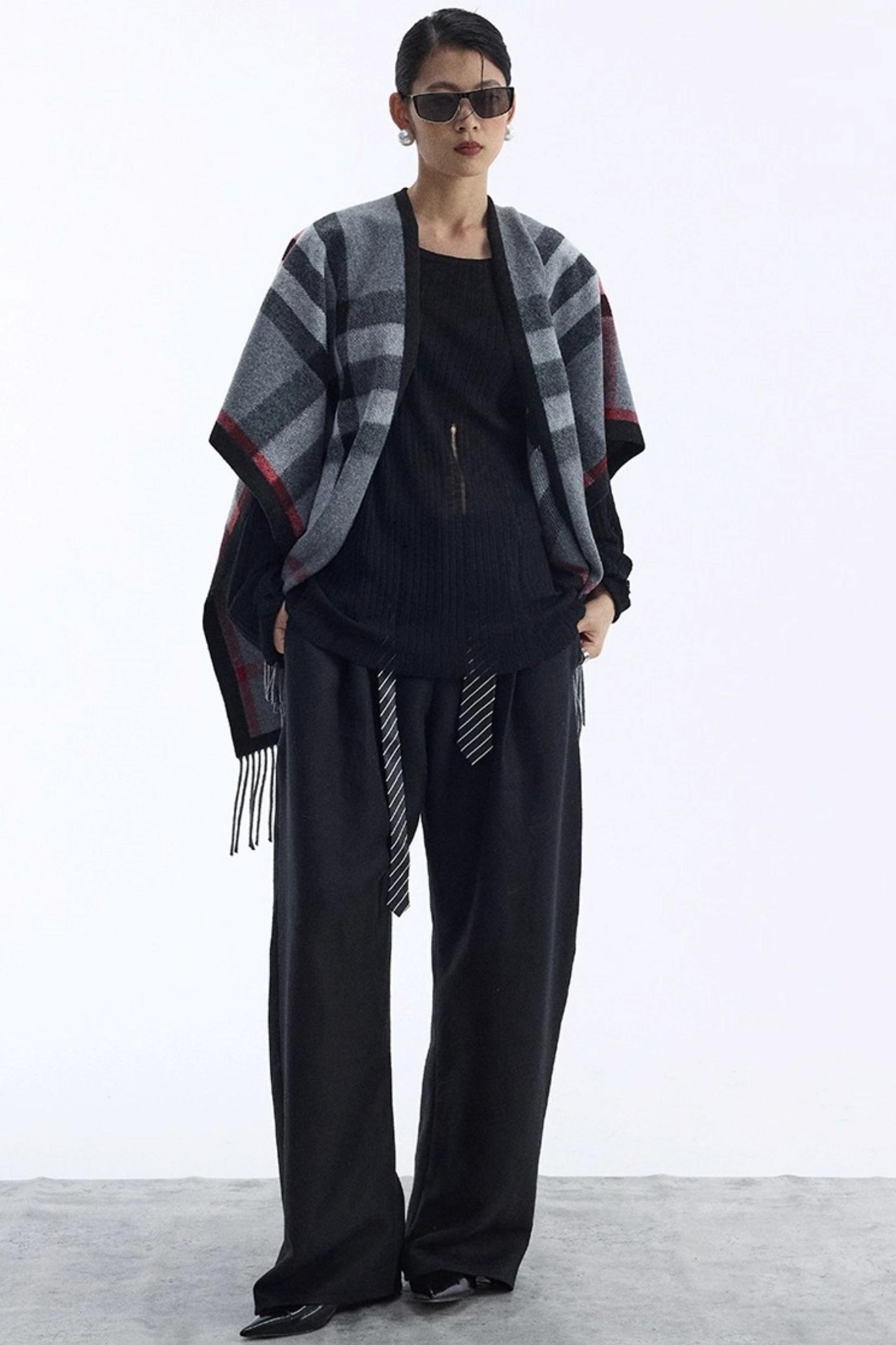 Black Wool Scimitar Trousers