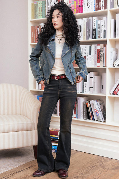 Autumn Retro Slim Denim Trousers