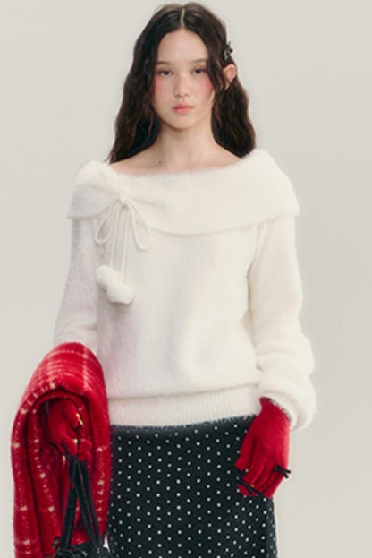 French Soft Knit Bow Sweater