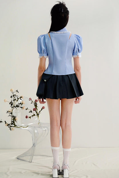 Floral Bubble Sleeve Top