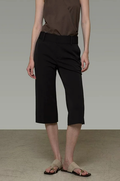 High-Waisted Straight-Leg Cropped Pants