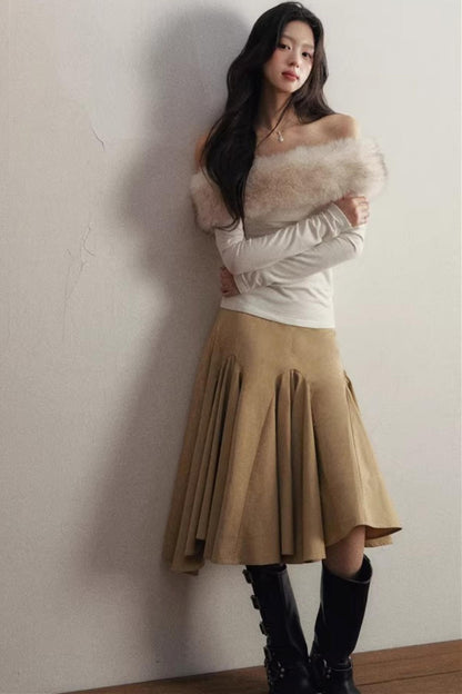 Simulated Wool One-Shoulder Knit Sweater