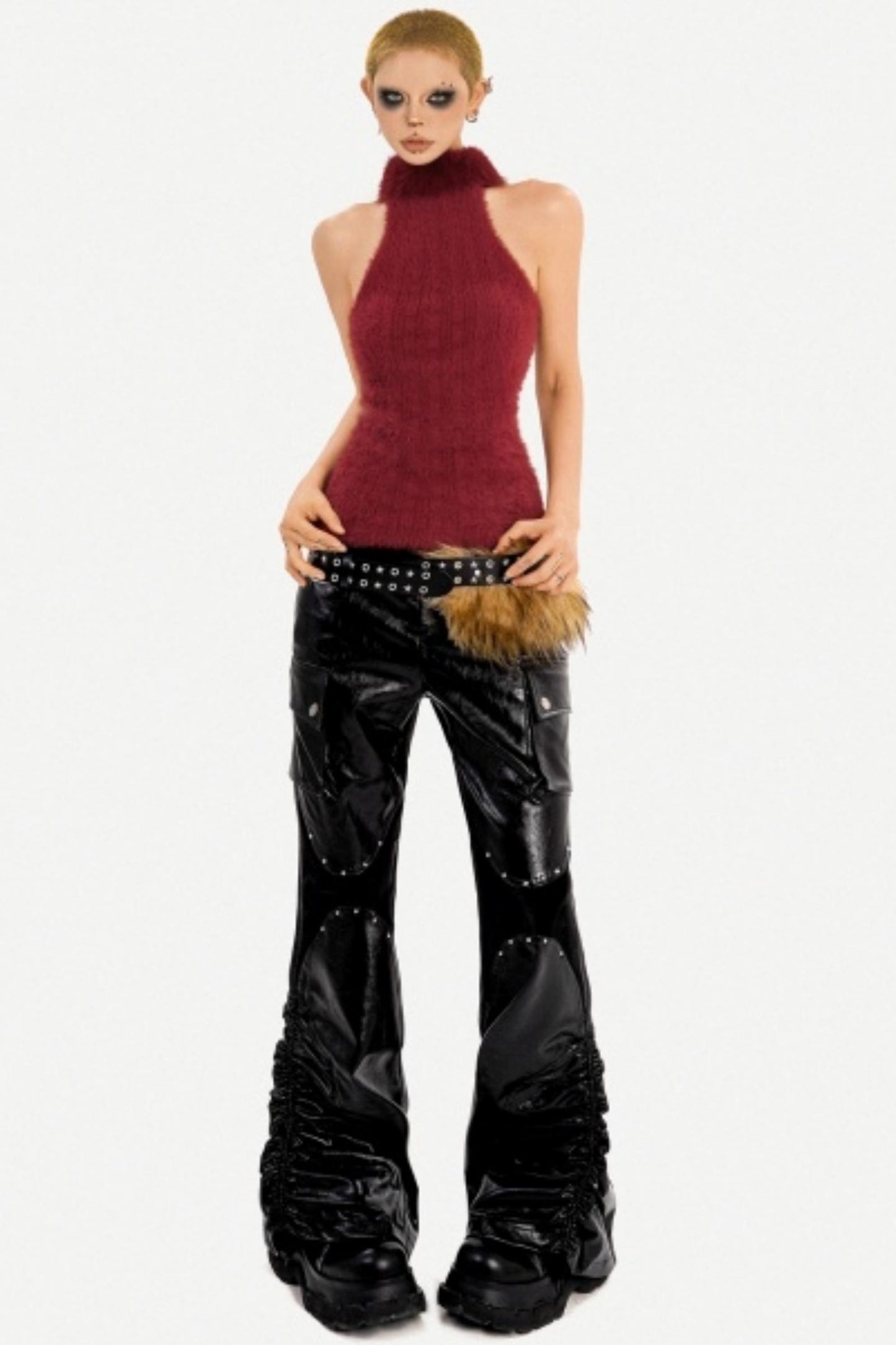 Fur Collar Knitted Vest