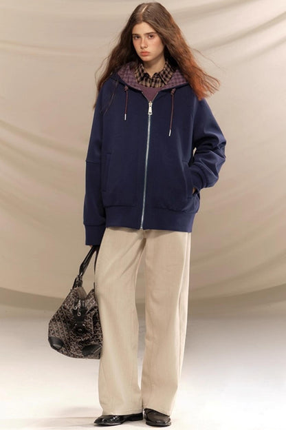 Layer Plaid Hooded Jacket