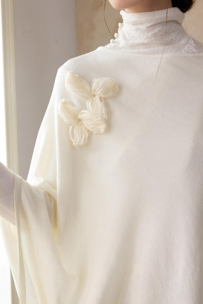 Autumn White Wool Cape