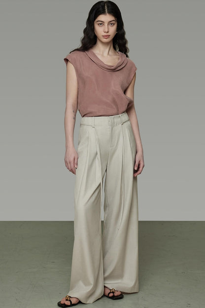 Summer Pleated Wide-Leg Pants