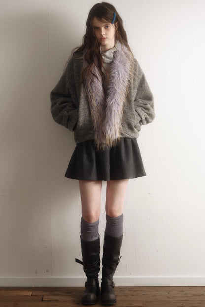 Gray Wool Batwing Coat