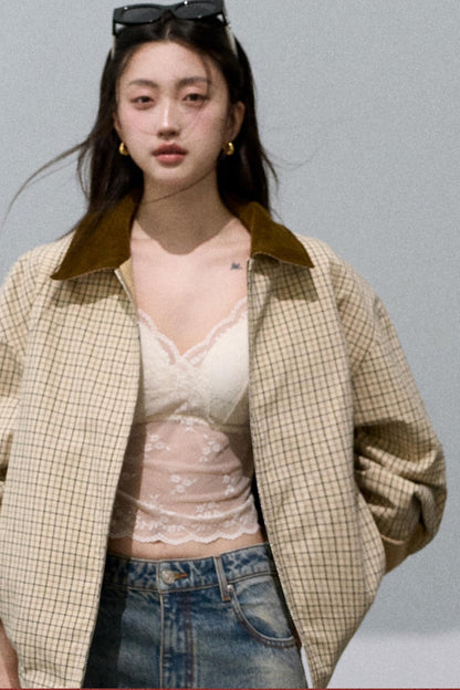 Vintage Plaid Reversible Harrington Coat