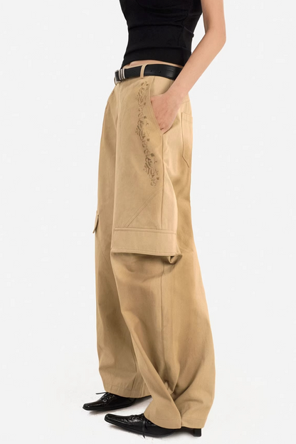 Light Retro Wide-Leg Pants