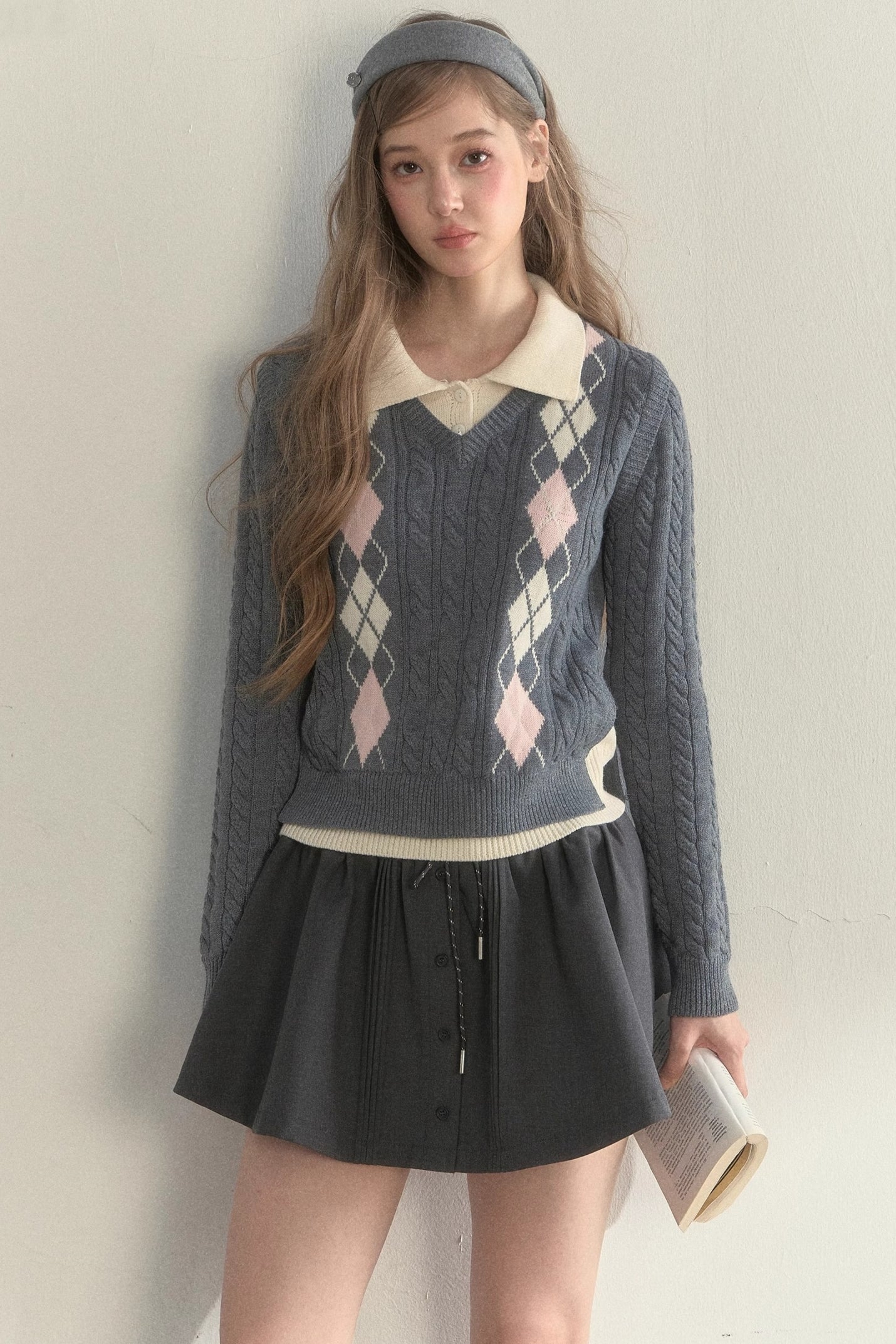 Retro Argyle Knitted Sweater