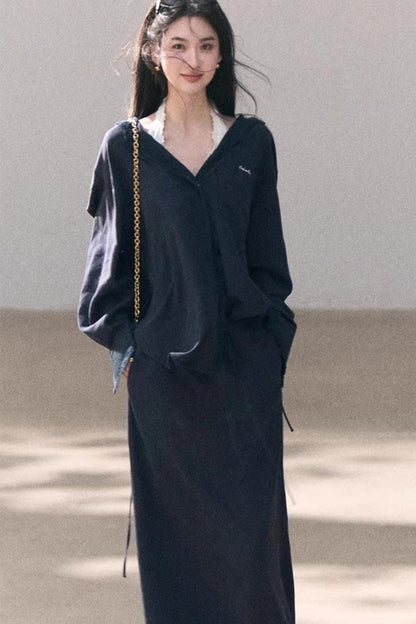 Lyocell Embroidered Lace Shirt Set-Up