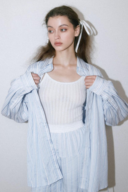 Blue Striped Casual Set-Up