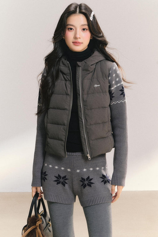 White Duck Down Ribbed Jacket Set-Up