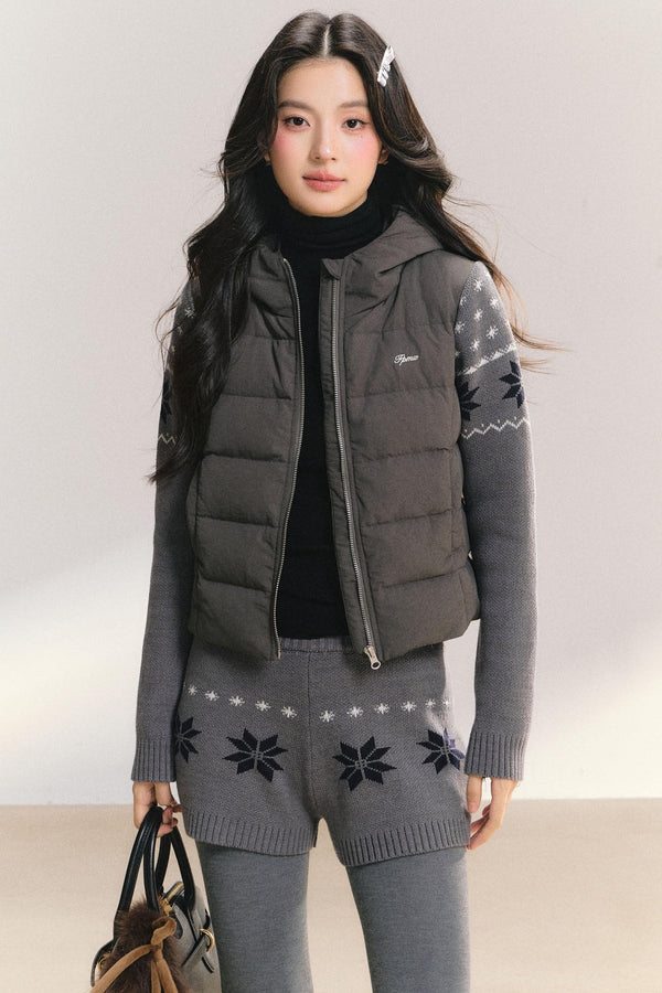 White Duck Down Ribbed Jacket Set-Up