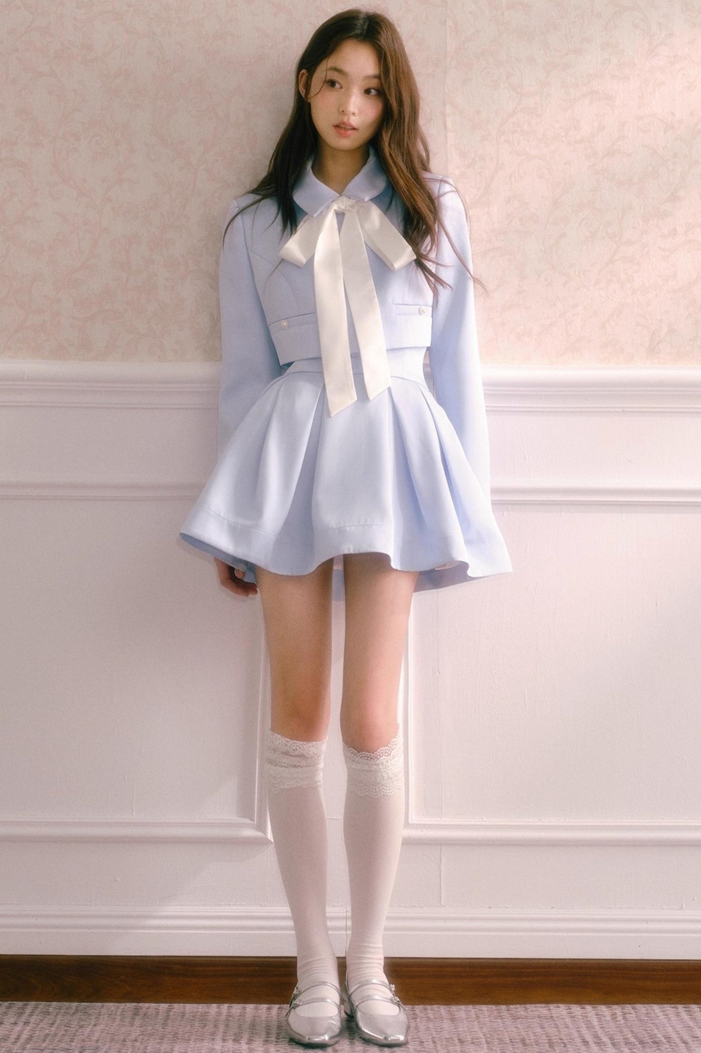 Korean Style Lace-Up Puffy Skirt Set-Up