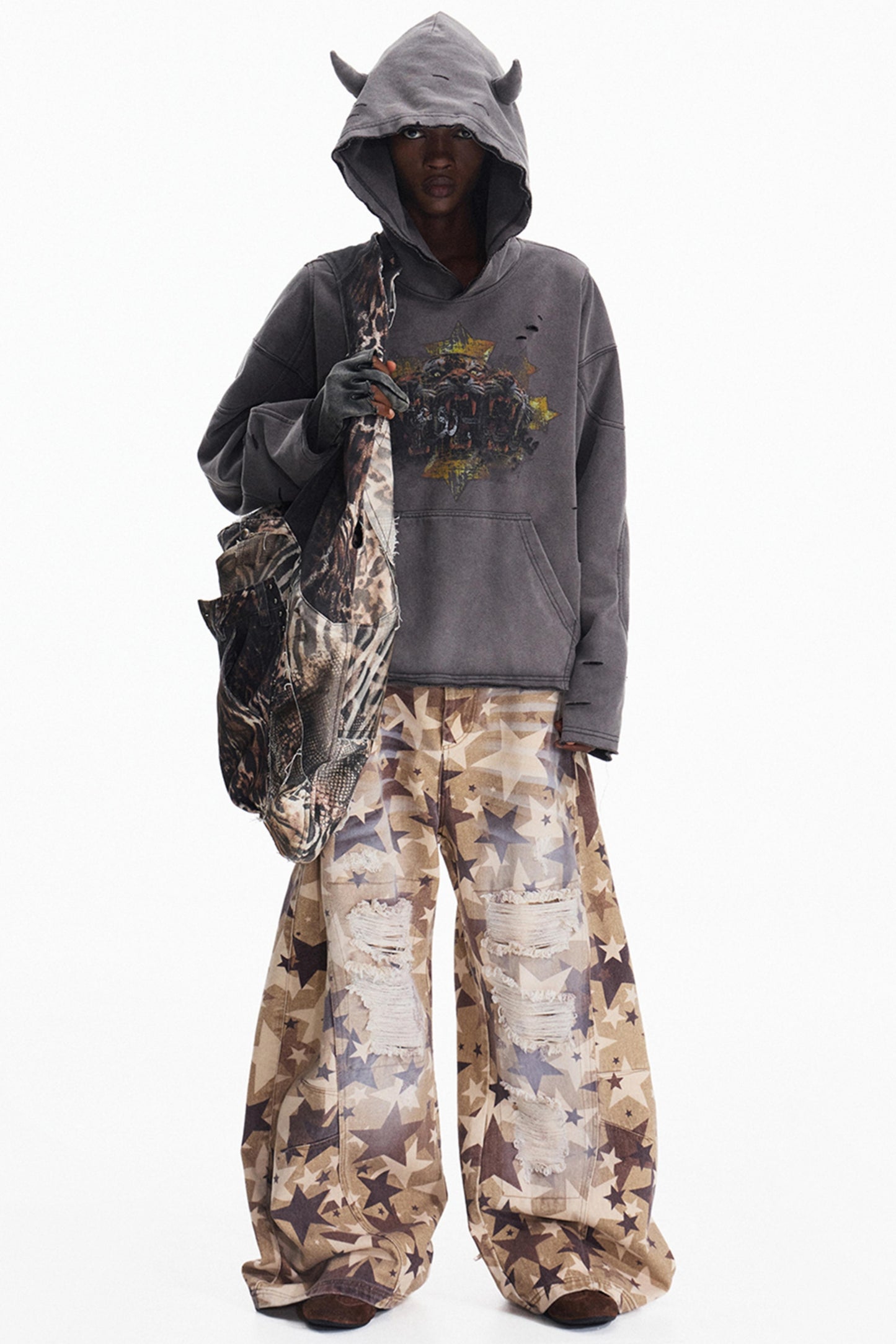 Stir-Fry Grey Hooded Top