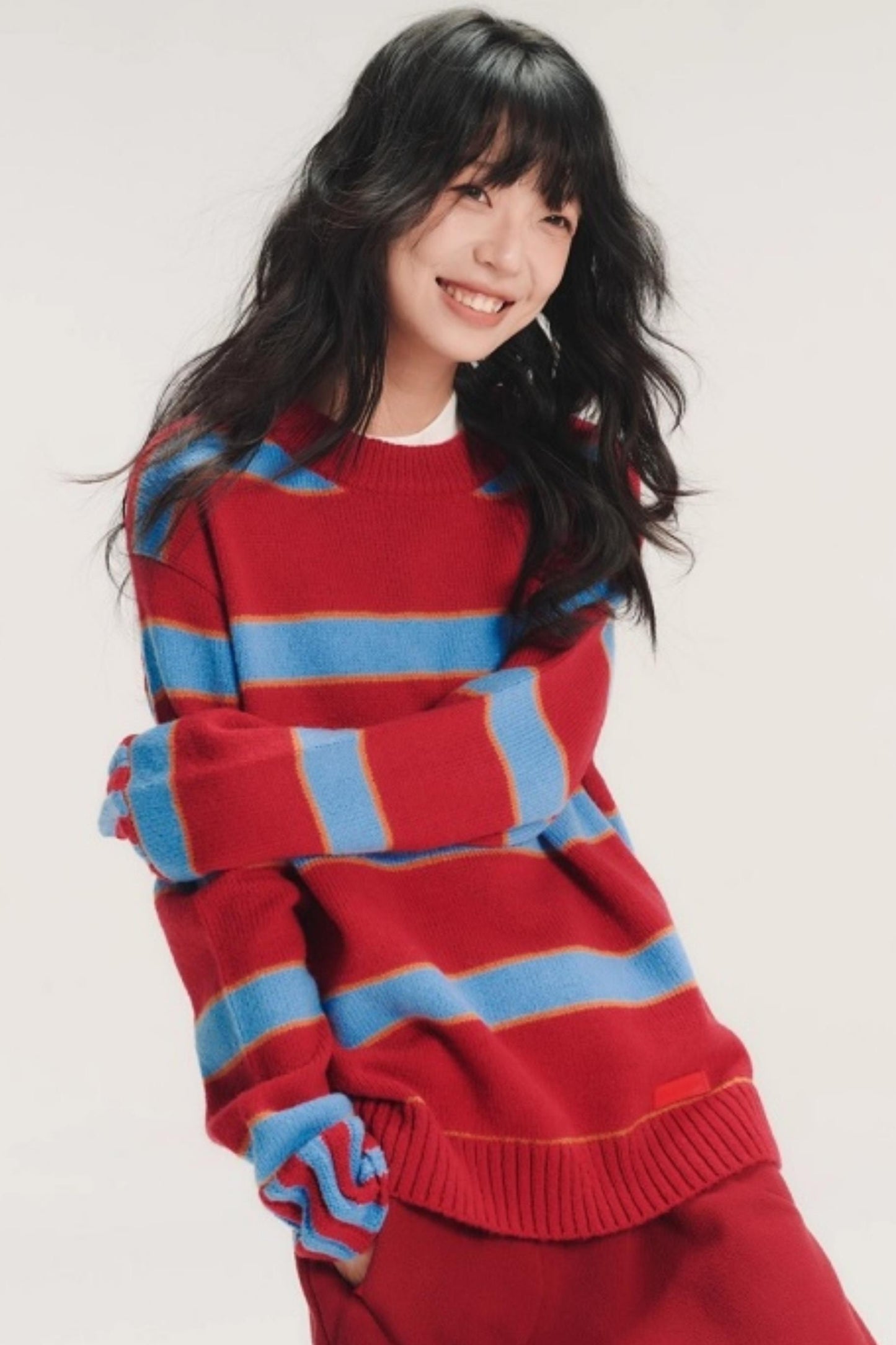 Color-Blocked Wool Striped Sweater