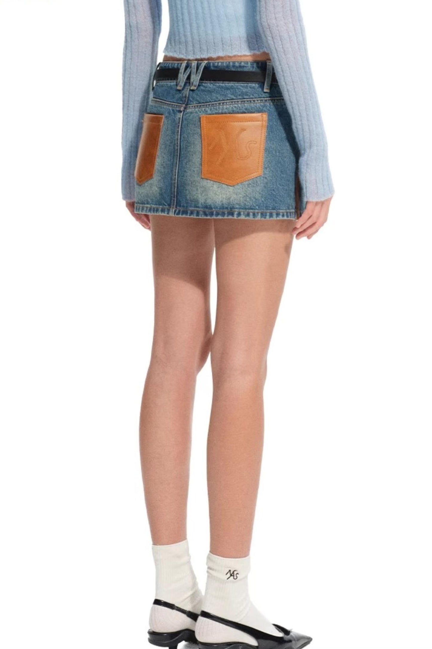 Modern Retro Twill Patchwork Hip Skirt