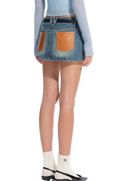 Modern Retro Twill Patchwork Hip Skirt