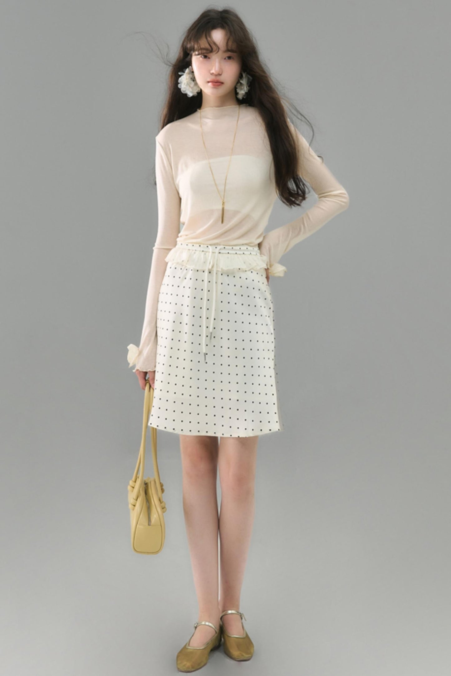 Original Polka Dot Satin A-Line Skirt