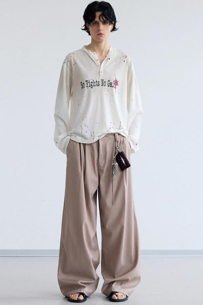 Lotus Root Pink Striped Wide-Leg Pants