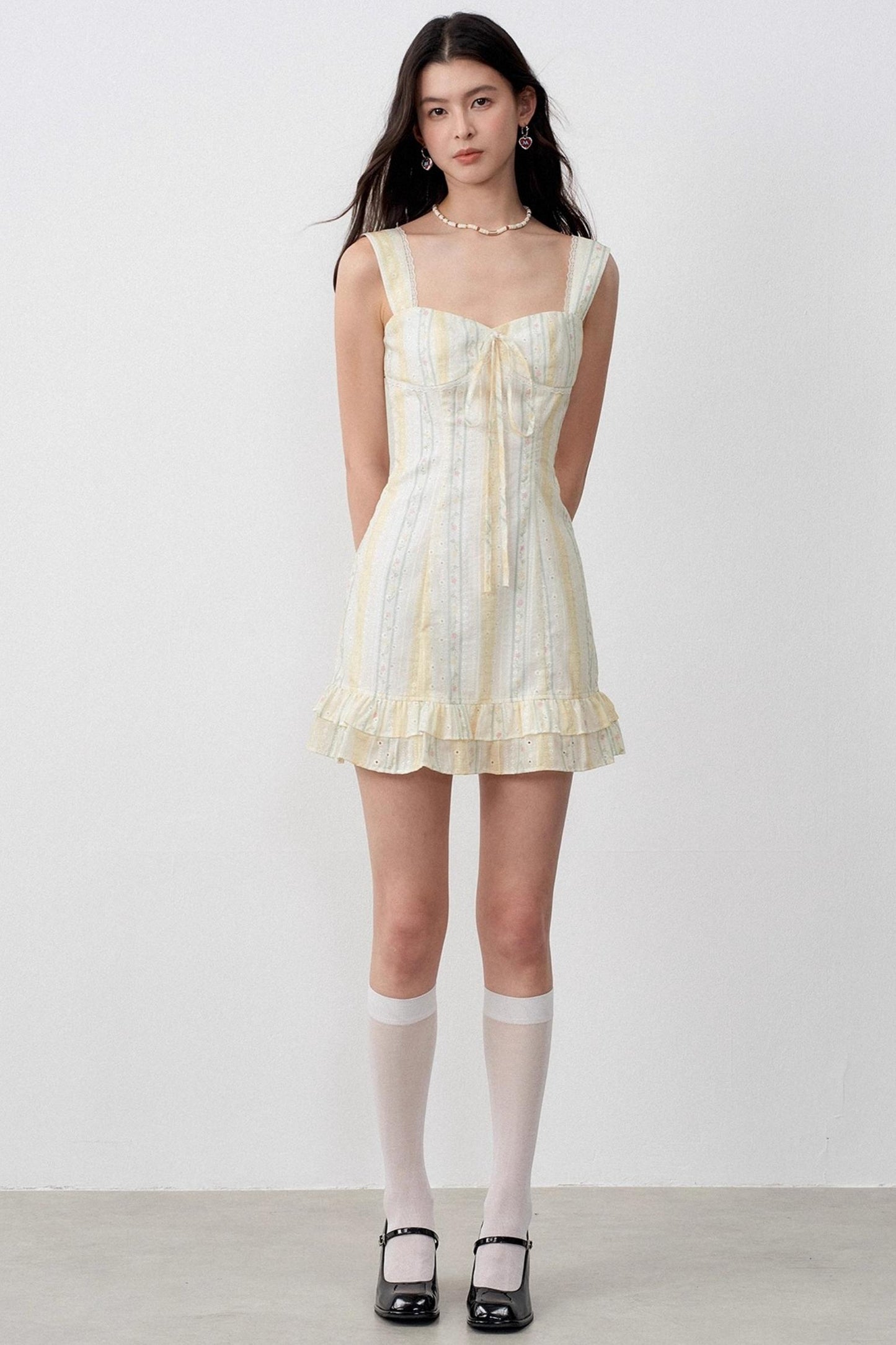 Romantic Jacquard Suspender Waist Dress