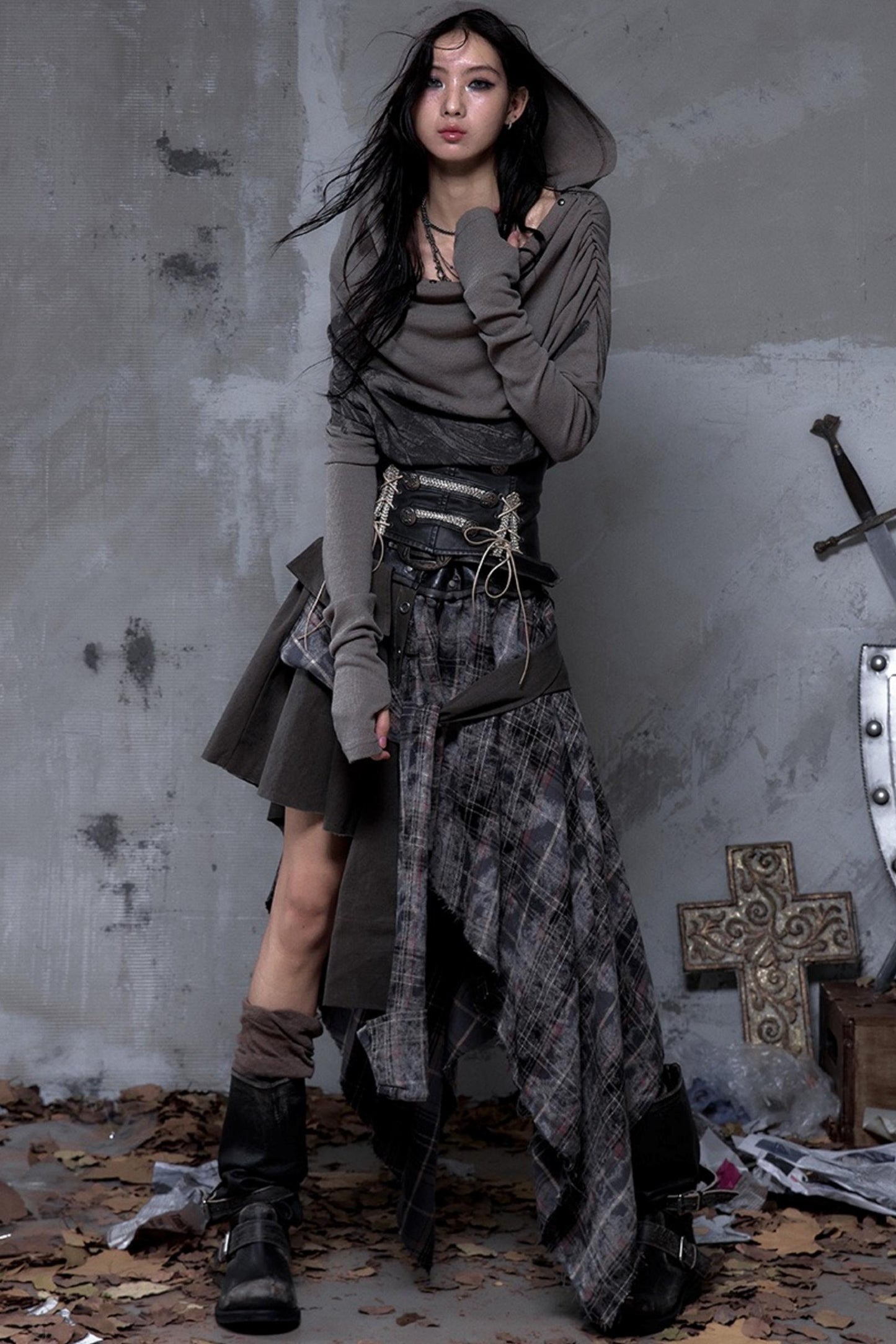 Wasteland Swing Collar Knitted Tops