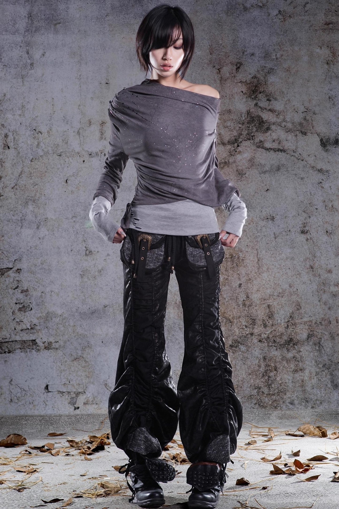 Original Irregular One-Shoulder Knitted Top