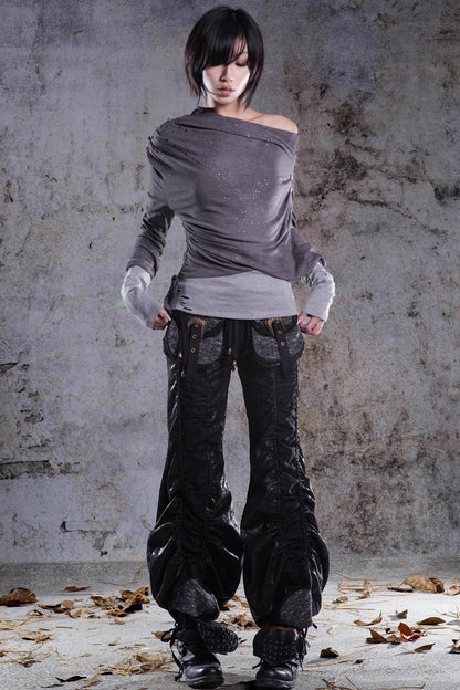 Original Irregular One-Shoulder Knitted Top