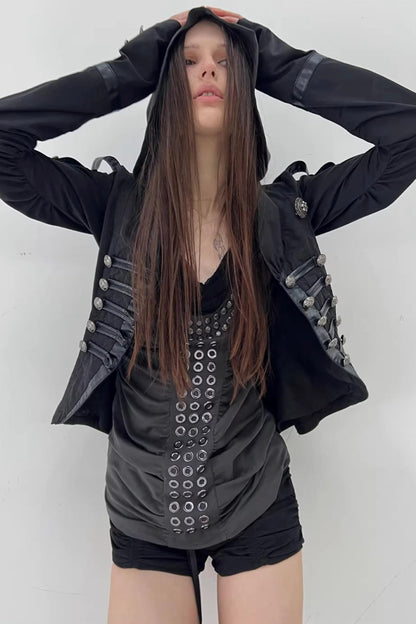 Retro Lace-Up Pleated Shorts