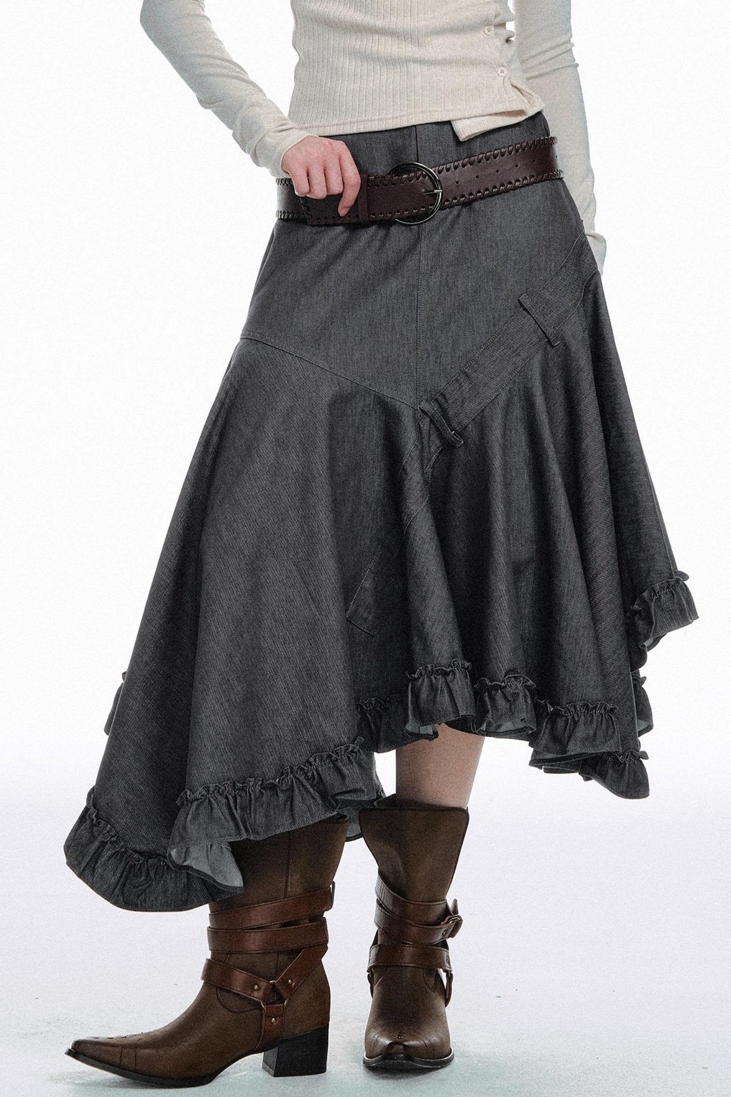 Versatile Solid Color Long Skirt