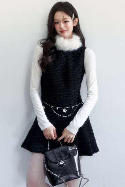 Elegant Tweed Pleated Dress
