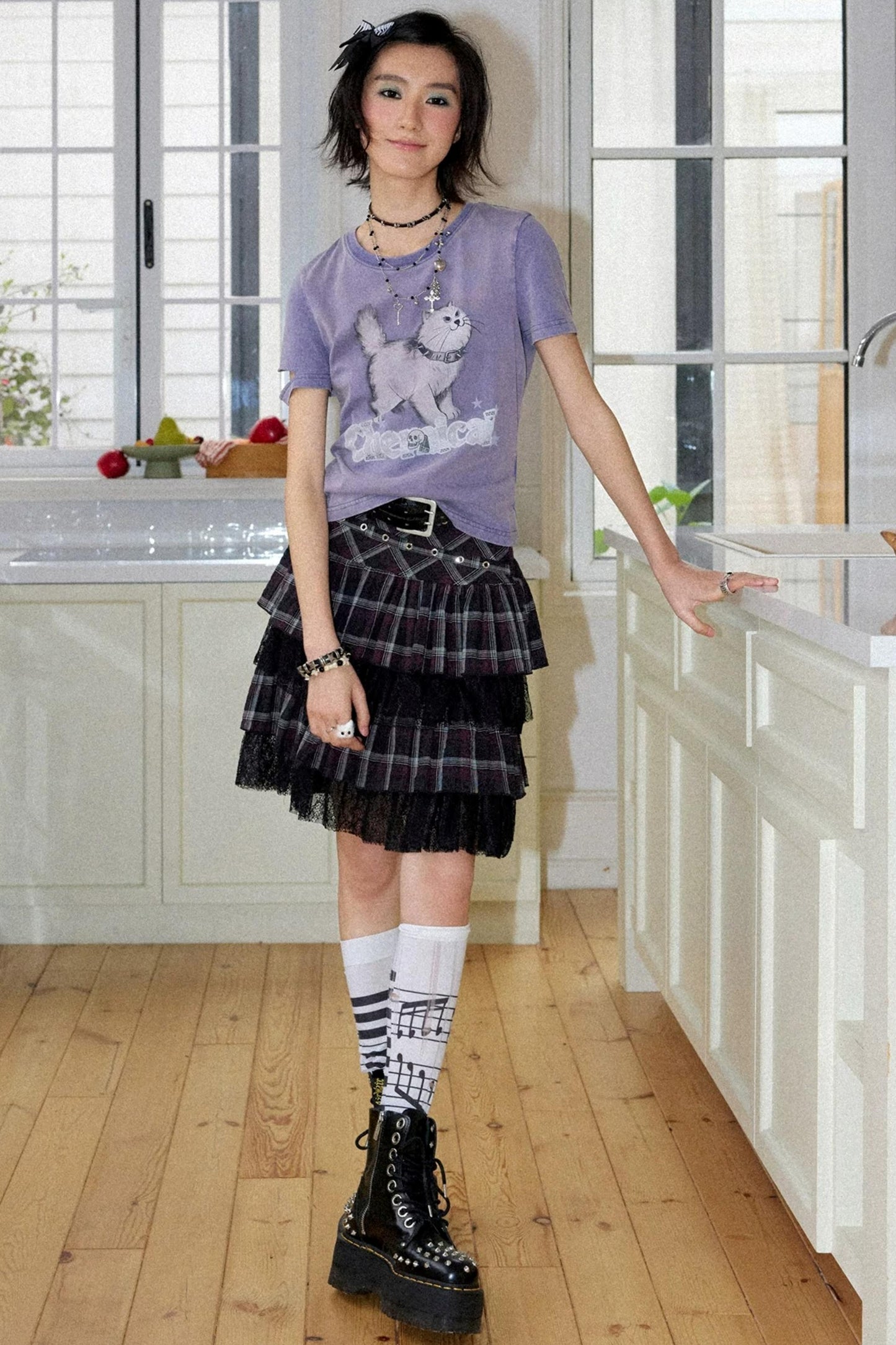 Distressed Cat Print T-Shirt