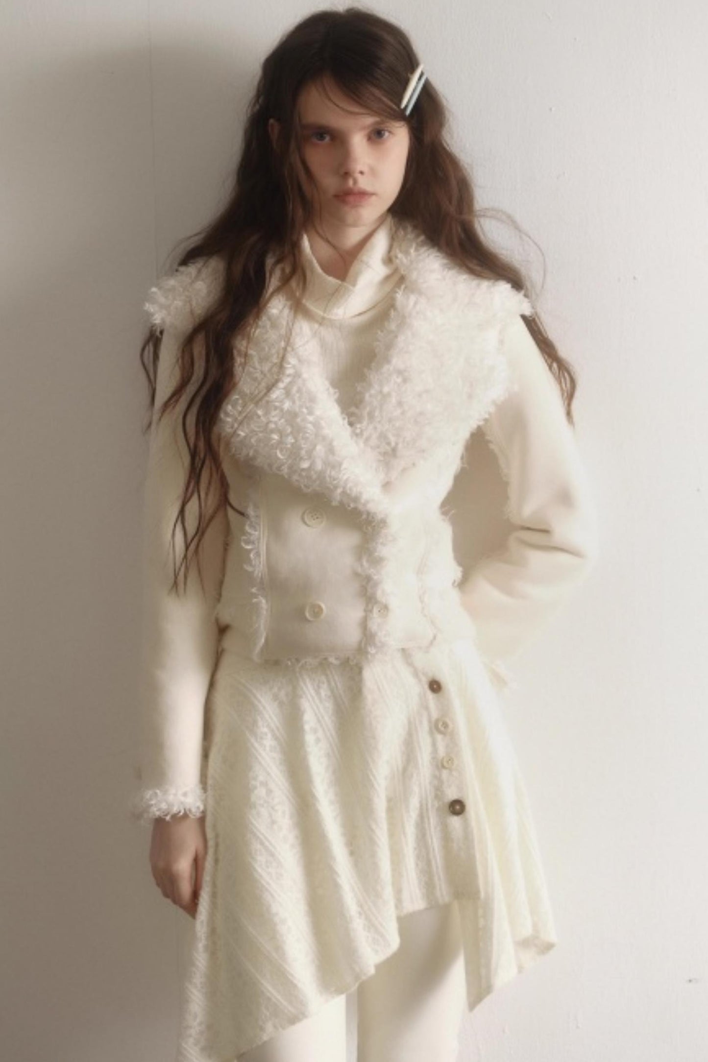 Suede Woolen Fishtail Suit Set-Up