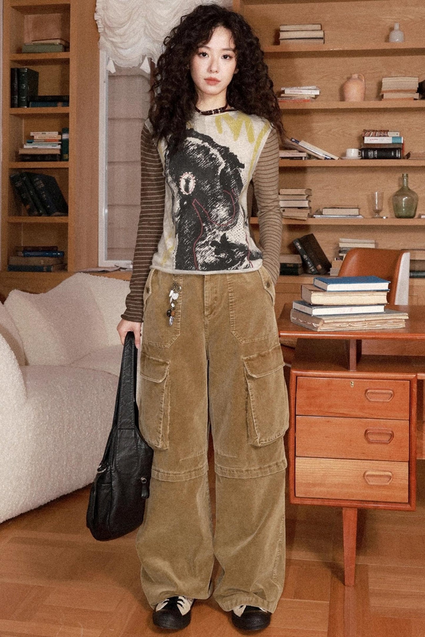 Retro Woolen Printed Top