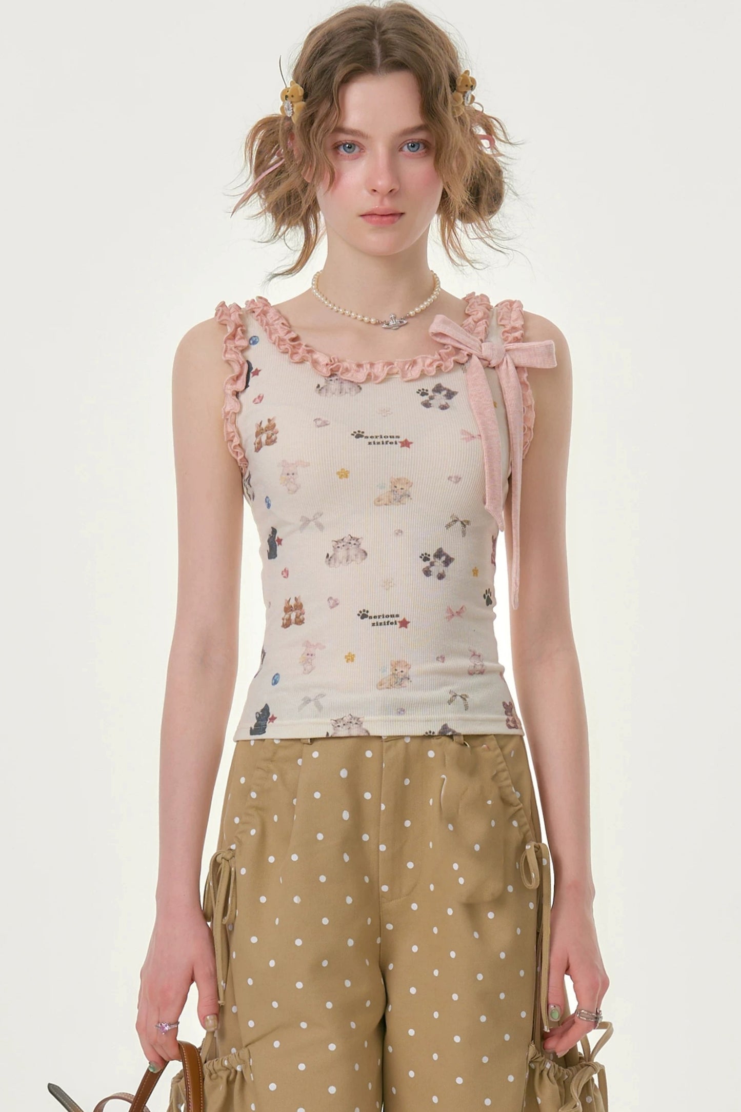 Playful Ruffled Apricot Camisole