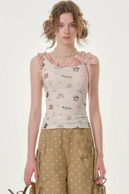 Playful Ruffled Apricot Camisole