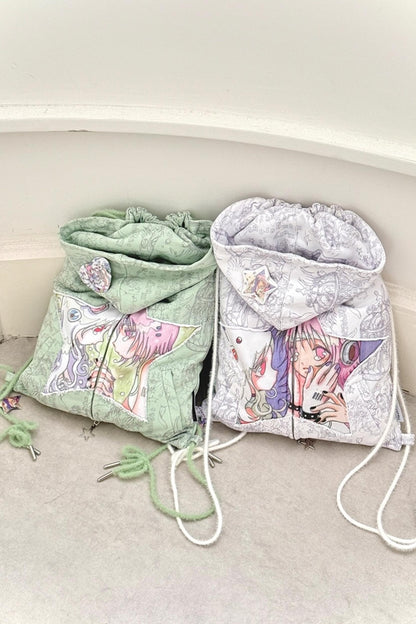 Dreamcore Double Shoulder Sweatshirt Drawstring Bag