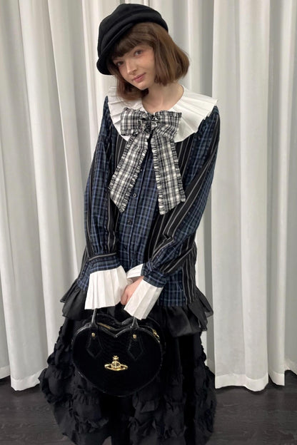 Vintage Plaid Bow Brooch