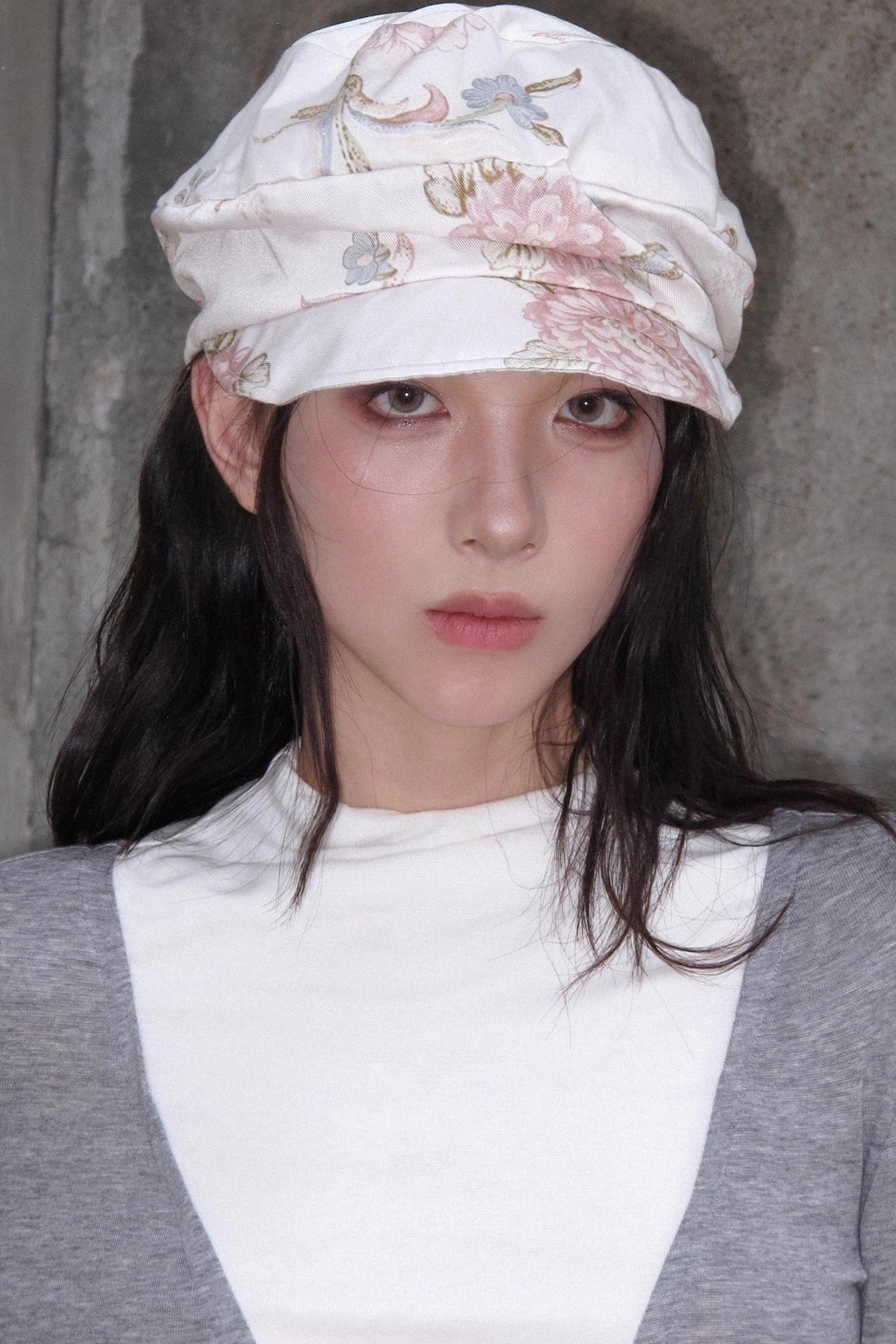 Tencel Floral Print Newsboy Hat