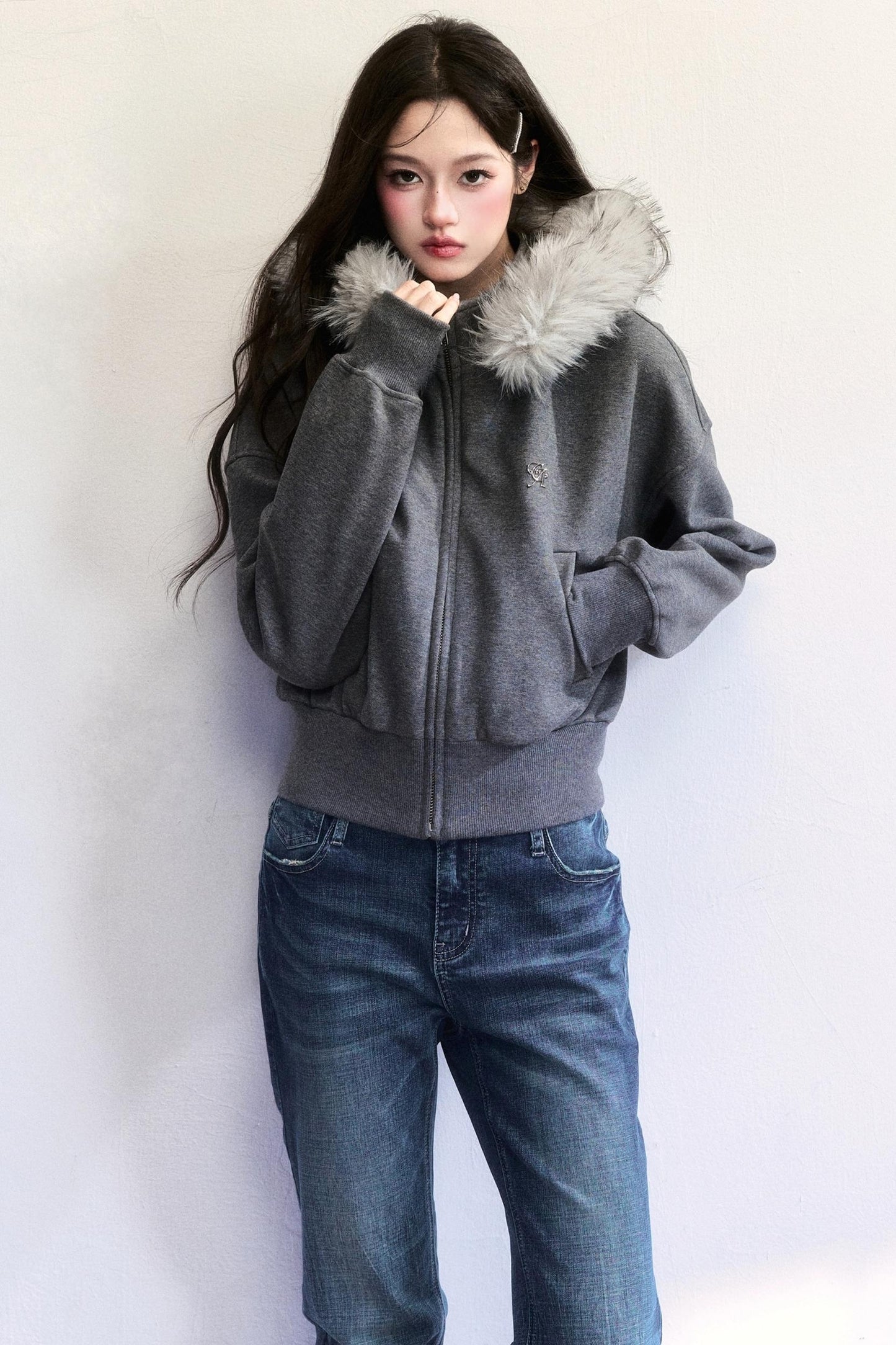 Hooded Fur Collar Jacket