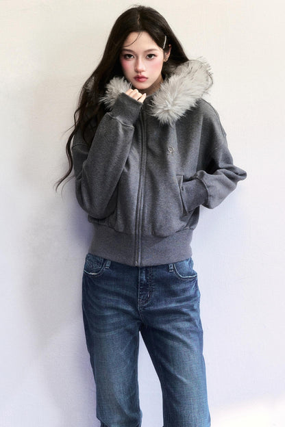 Hooded Fur Collar Jacket